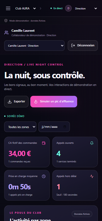 Indicateurs de direction NUITRO dans un navigateur mobile