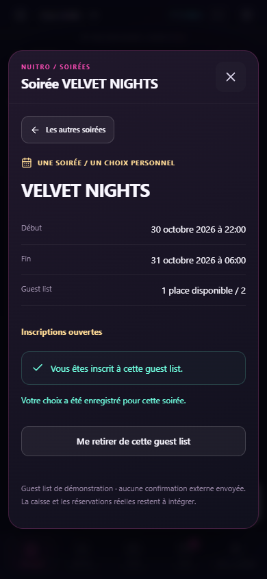 L’inscription à une guest list dans l’app personnelle